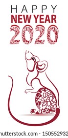 Happy new year 2020. Year of the Rat. Vector Rat illustration
