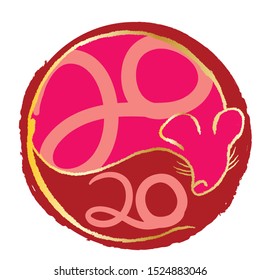 Happy new year 2020 year of the rat zodiac. The animal of the Chinese zodiac. Hand drawn vector illustration.