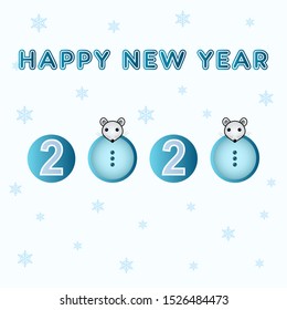 Happy new year 2020 with rat symbol