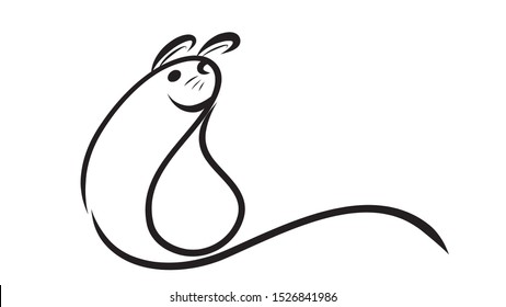 Happy new year 2020 year of the rat zodiac. The animal of the Chinese zodiac. Mouse, mice as a symbol in asian culture. Hand drawn vector illustration.