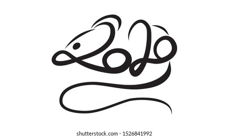 Happy new year 2020 year of the rat zodiac. The animal of the Chinese zodiac. Mouse, mice as a symbol in asian culture. Hand drawn vector illustration.