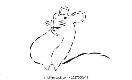 Happy new year 2020 year of the rat zodiac. The animal of the Chinese zodiac. Hand drawn vector illustration.