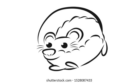 Happy new year 2020 year of the rat zodiac. The animal of the Chinese zodiac. Funny mouse. Hand drawn vector illustration.