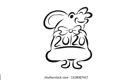 Happy new year 2020 year of the rat zodiac. The animal of the Chinese zodiac. Hand drawn vector illustration.