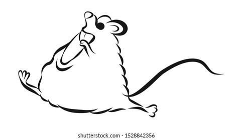 Happy new year 2020 year of the rat zodiac. The animal of the Chinese zodiac. Funny mouse. Hand drawn vector illustration.