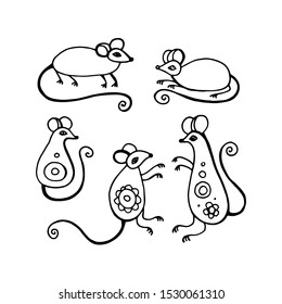 Happy New Year 2020 year of rat Chines style. The Zodiac sign of 2020 yearvector design. Chinese Translation: Happy new year.