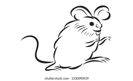 Happy new year 2020 year of the rat zodiac. The animal of the Chinese zodiac. Hand drawn vector illustration.