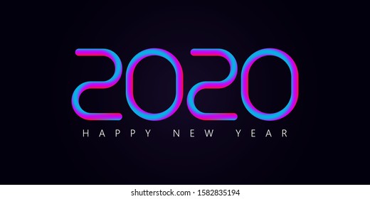 Happy New Year 2020 realistic 3d background design. Vector illustration