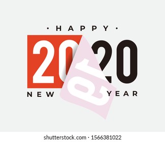 happy new year 2020 with red sticker peeled off illustration premium vector