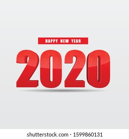 Happy new year 2020. Red and white color.