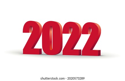 Happy New Year 2020 red 3D numbers isolated on transparent background. Vector illustration