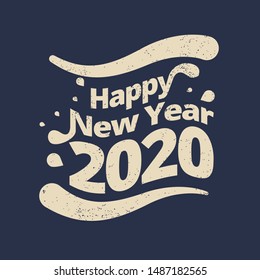 Happy new year 2020 with retro style. Use for greeting card, web, background, banner, print.