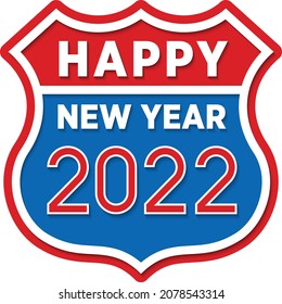 Happy New Year 2020. Retro route sign. Christmas design element.