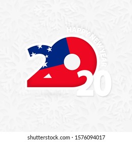 Happy New Year 2020 for Samoa on snowflake background. Greeting Samoa with new 2020 year.