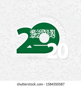 Happy New Year 2020 for Saudi Arabia on snowflake background. Greeting Saudi Arabia with new 2020 year.