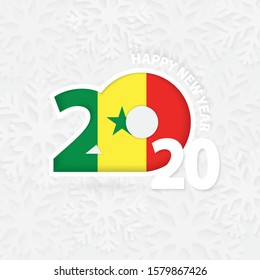 Happy New Year 2020 for Senegal on snowflake background. Greeting Senegal with new 2020 year.