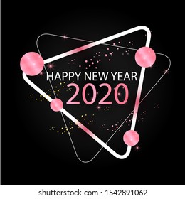 Happy New Year 2020 - New Year shape background with pink