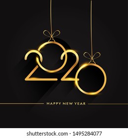 Happy New Year 2020 - New Year Shining background, text design gold colored, vector elements for calendar and greeting card.