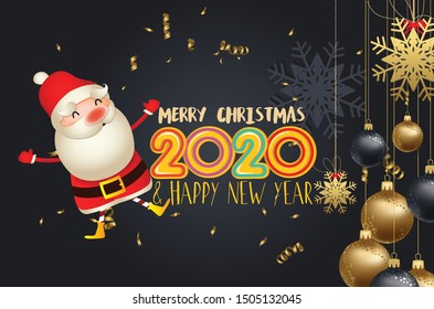 Happy New Year 2020 - New Year Shining background with santa claus