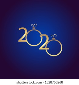 Happy New Year 2020 - New Year Shining blue background with gold 