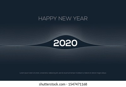 Happy New Year 2020 - New Year Shining background with black and white.