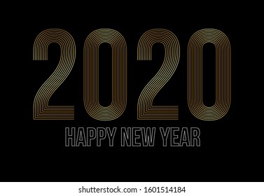 Happy New Year 2020 - New Year Shining background with gold - vectors