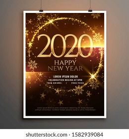 happy new year 2020 shiny flyer template design