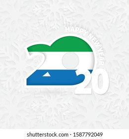 Happy New Year 2020 for Sierra Leone on snowflake background. Greeting Sierra Leone with new 2020 year.