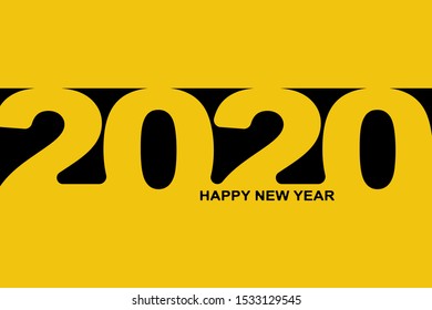 Happy New Year 2020. Simple abstract background. Simple greetings template. 2020 logo text design. Brochure card, banner with wishes. Vector illustration. Isolated on background.