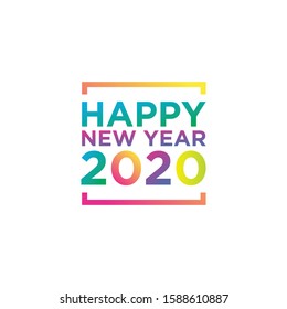 Happy new year 2020 simple colorful, white background