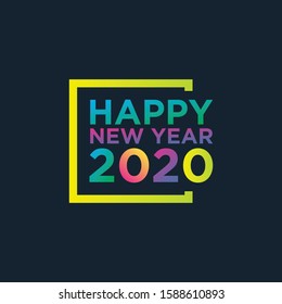 Happy new year 2020 simple colorful, dark background