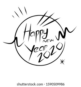 happy new year 2020, simple vector design.