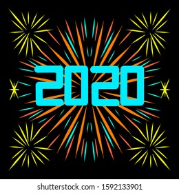 happy new year 2020, simple vector design.