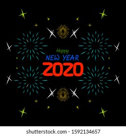 happy new year 2020, simple vector design.