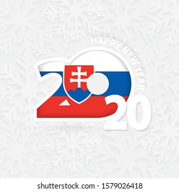 Happy New Year 2020 for Slovakia on snowflake background. Greeting Slovakia with new 2020 year.