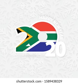 Happy New Year 2020 for South Africa on snowflake background. Greeting South Africa with new 2020 year.