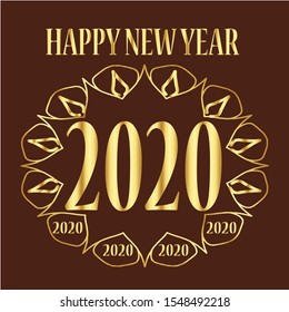 Happy New Year 2020 Stylish Card