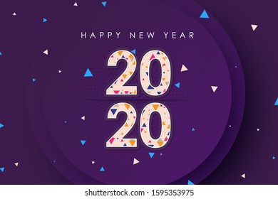 Happy new year 2020 stylist vector design with triangles decoration.