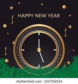 Happy New Year 2020 template with black background - Can be used for brochure, card, banner design templates. 
Vector illustration.