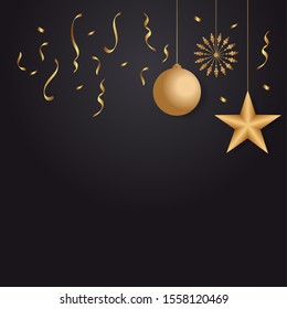 Happy New Year 2020 template with black background - Can be used for brochure, card, banner design templates. Vector illustration.