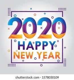 Happy New Year 2020 template with a colorful gradient design