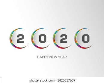 Happy new year 2020 Text Design vector.