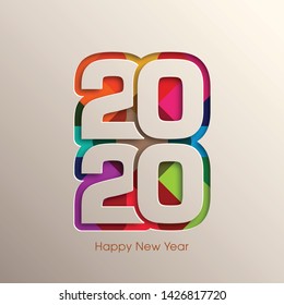 Happy New Year 2020 Text Design Vector.