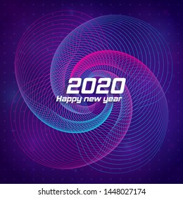 Happy new year 2020 Text Design vector. Holiday background, banner, poster. Cover of business diary for 2020 with wishes. Vector Illustration. 