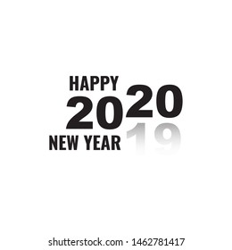 Happy New Year 2020 text design. Brochure design template, card, banner. Vector illustration. Isolated on white background.