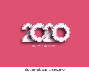 Happy New Year 2020 Text Design  Patter, Vector illustration.