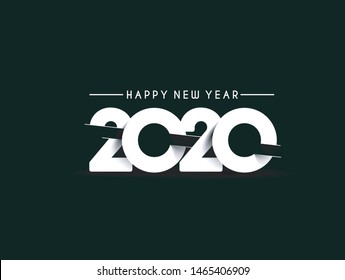 Happy New Year 2020 Text Design, Vector illustration.