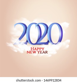 Happy New Year 2020 Text Design Patter, Vector illustration.