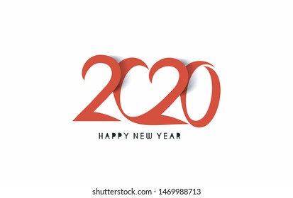 Happy New Year 2020 Text Design  Patter, Vector illustration.