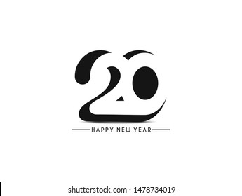 Happy New Year 2020 Text Design  Patter, Vector illustration.